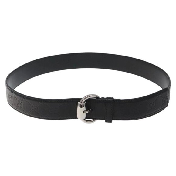 GUCCI GG Canvas Guccissima Belt Leather 40.2"" Black - Picture 1 of 10